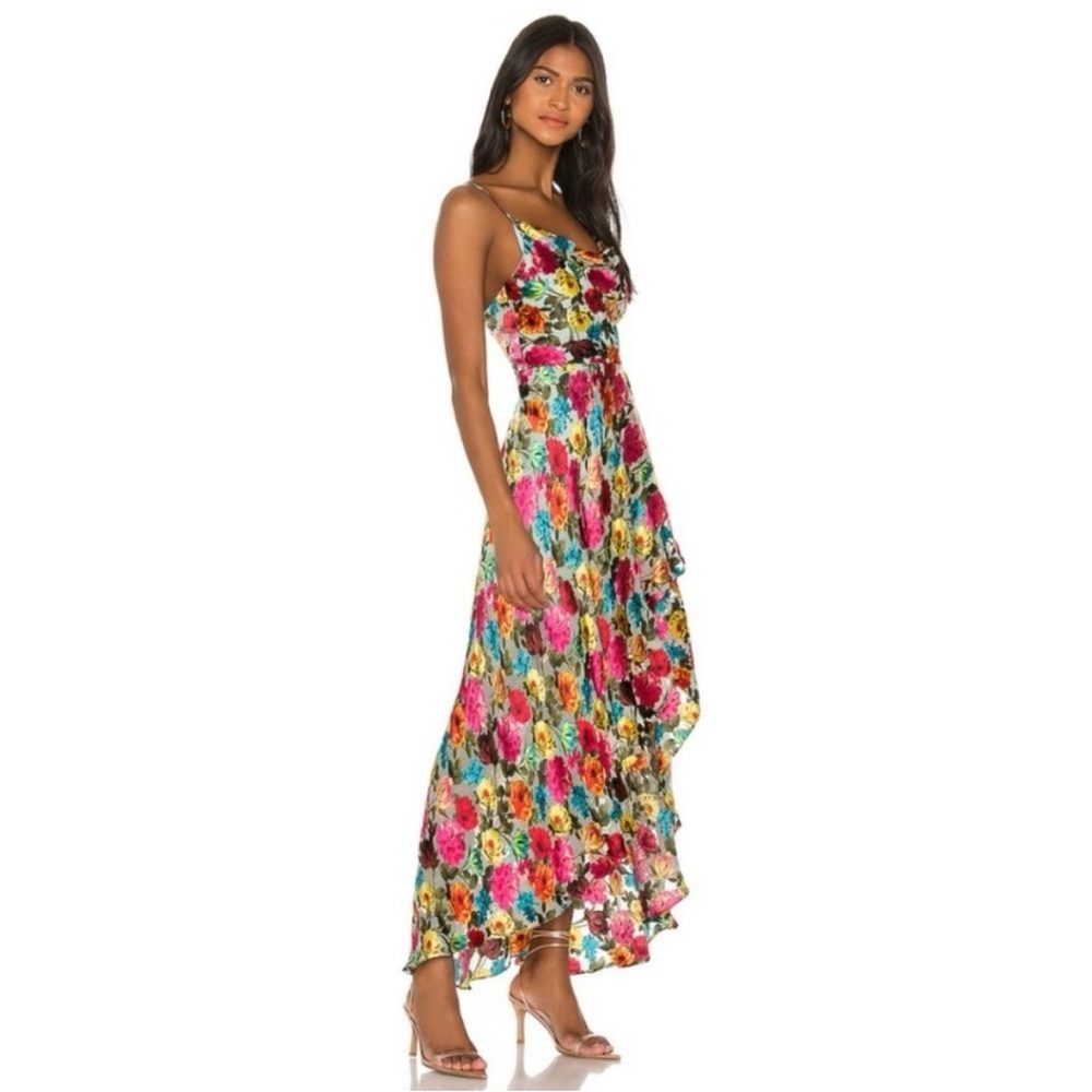 Alice + Olivia Silk Blend Christina Floral Hi Low Maxi Dress sz: 12 Just Bloom - Picture 6 of 6